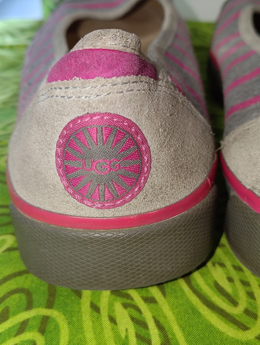 UGG Australia Women's 1796 Neema Gray Pink Striped Flats US 6 - Picture 11 of 15
